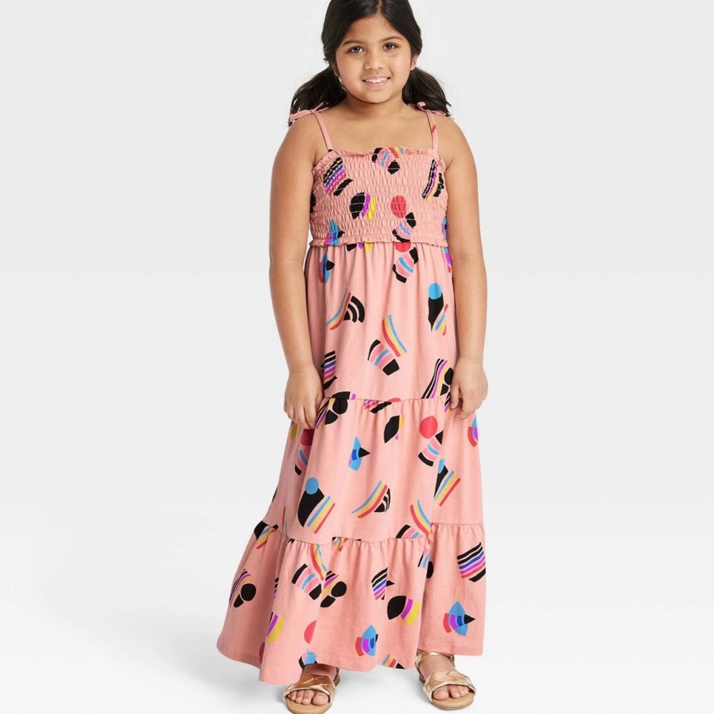 NWT Target Pride Kids' Sleeveless Abstract Rainbow A-Line Dress - Pink M